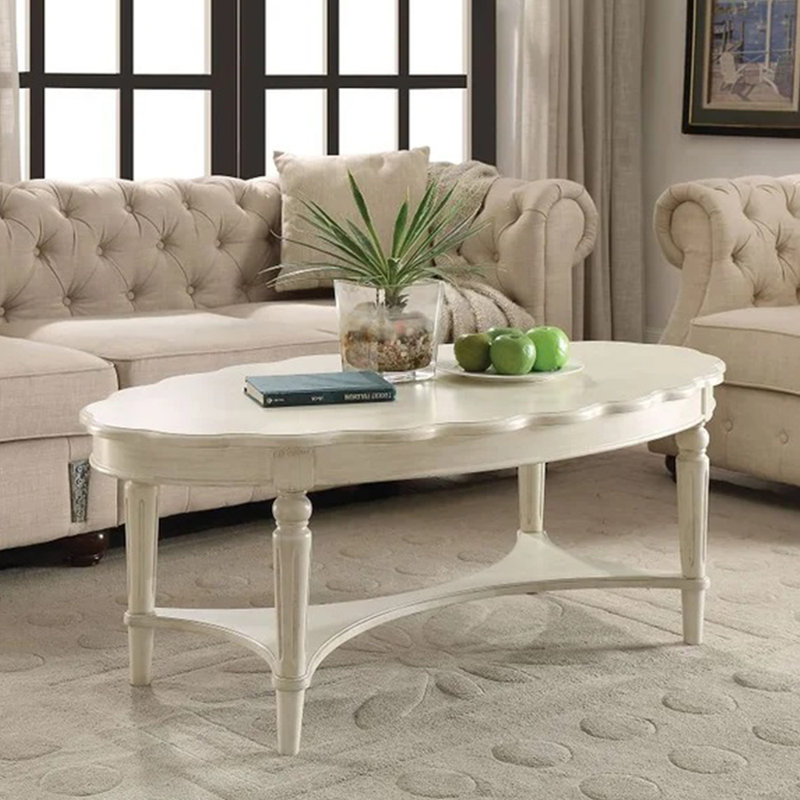 Table basse ovale avec tablette inférieure