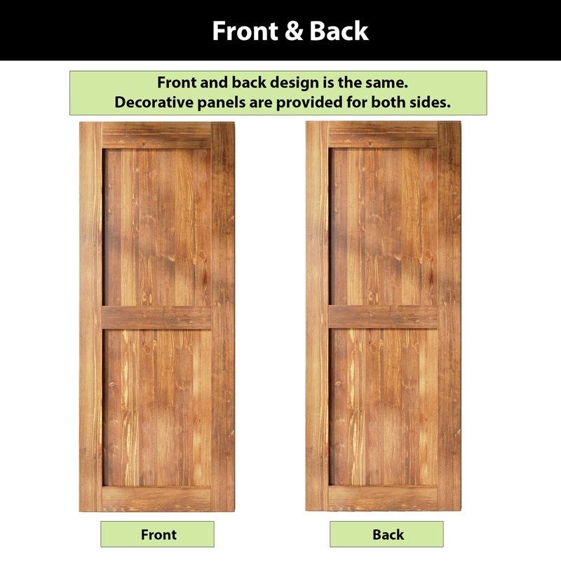 H Design Colour Solid Pine Wood Unassembled Door with Black Rustic Installation Hardware Kit, 36" x 84", Early American