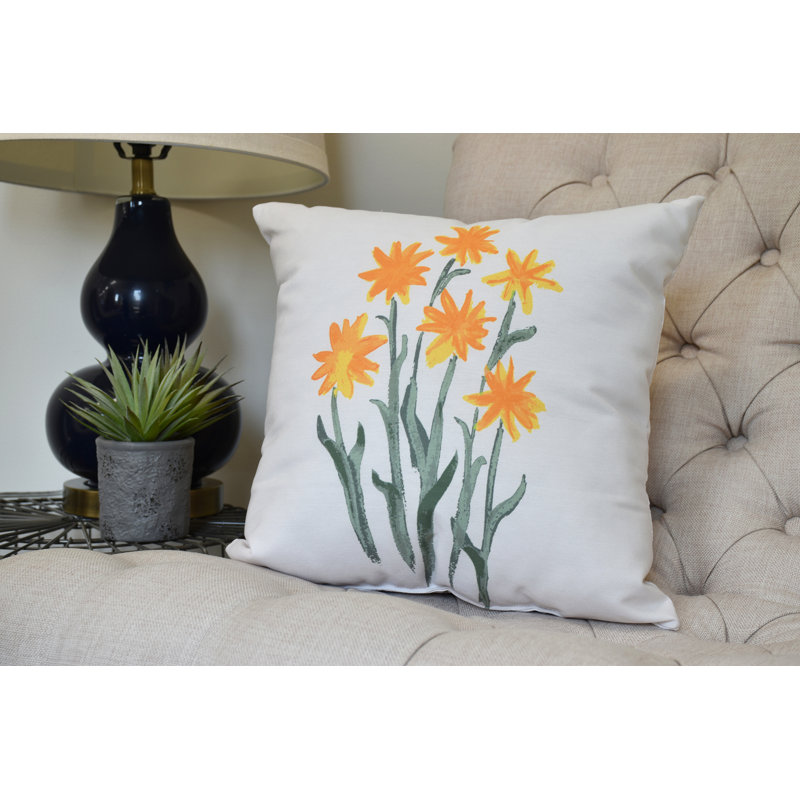 Farmers Market Square Pillow Cover & Insert, Yellow, 16" x 16"