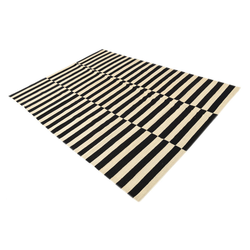 Tapis noir et blanc 5x8 Ponce