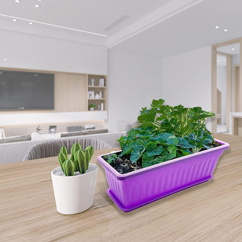 4 Packs 17 Inch Rectangular Window Flower Box Planter With Tray ...