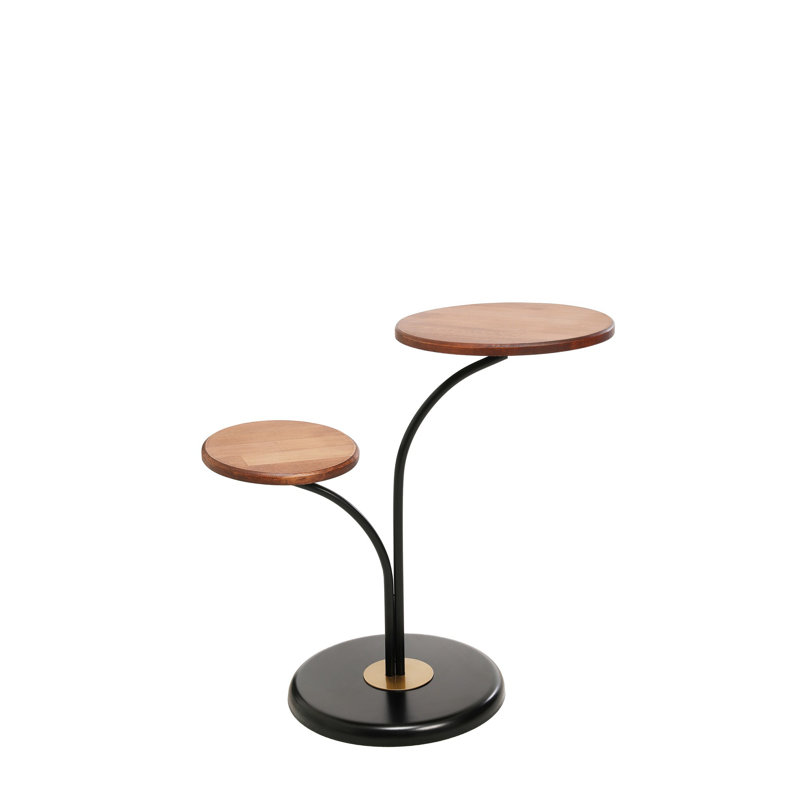 Table de bout en bois massif Thurros, Noir, Noyer