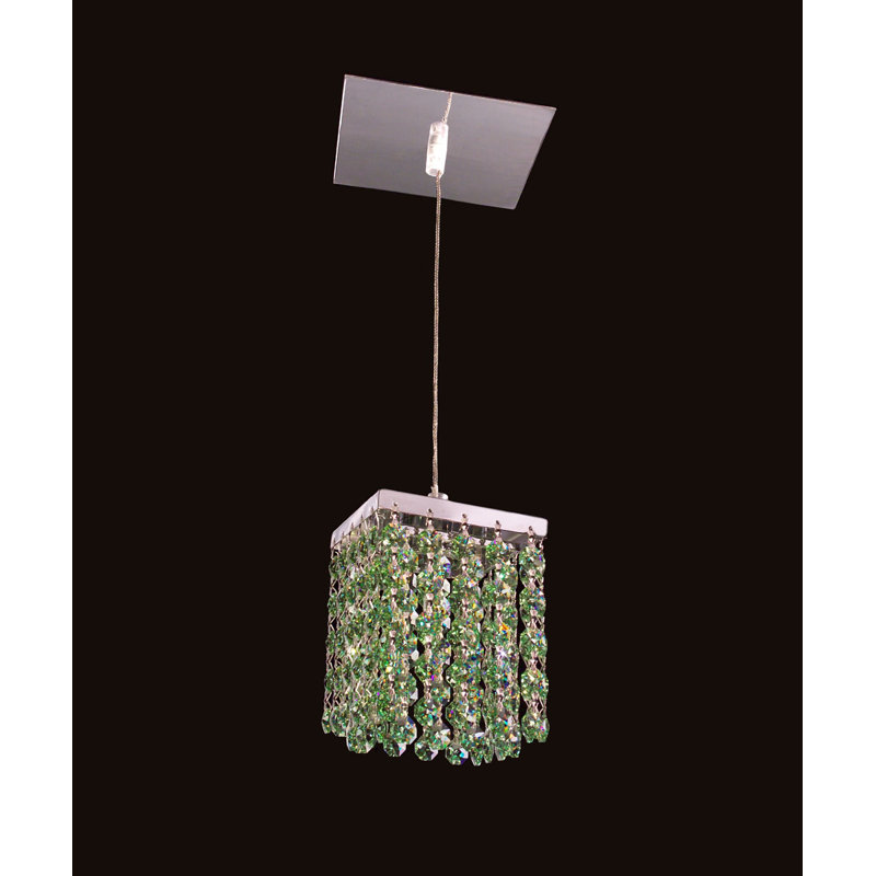 Luminaire suspendu carré simple 1 lumière Mirco, Vert péridot clair
