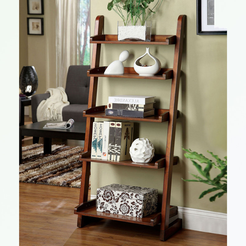 Ladder Shelf 5-Tier Shelf for Books, 55" H x 23.75" W x 15.5" D