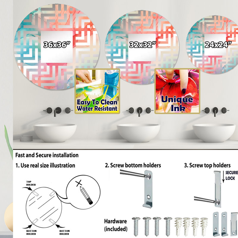 Enchanted Spills - Maze Miroir décoratif MIR102704 C, 23,6 po x 23,6 po