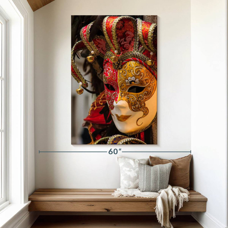 Masque Lelend Carnaval de Venise, H 51 po x l 34 po
