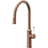 Davoli Pull-Down Kitchen Faucet with Button Sprayer - High Arc Spout