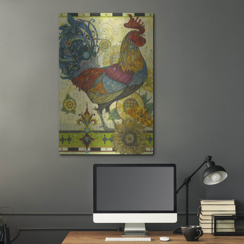 August Grove «Rooster» par David Galchutt, art mural en métal, H 36 po x l 24 po