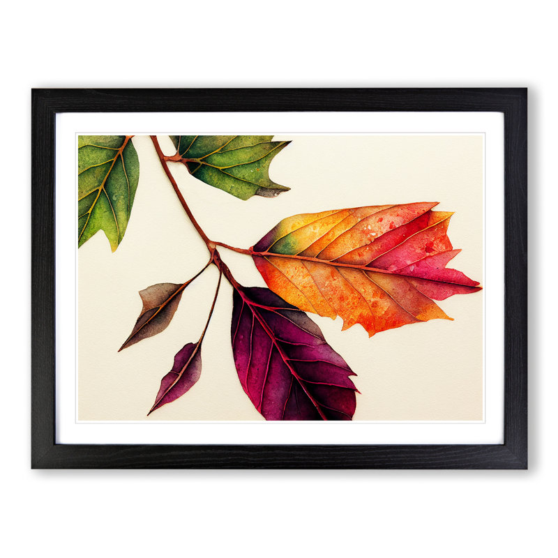 Watercolour Plant Leaf Vol.5 1 Piece Single Picture Frame Painting, 34cm H x 46cm W x 2cm D, Black
