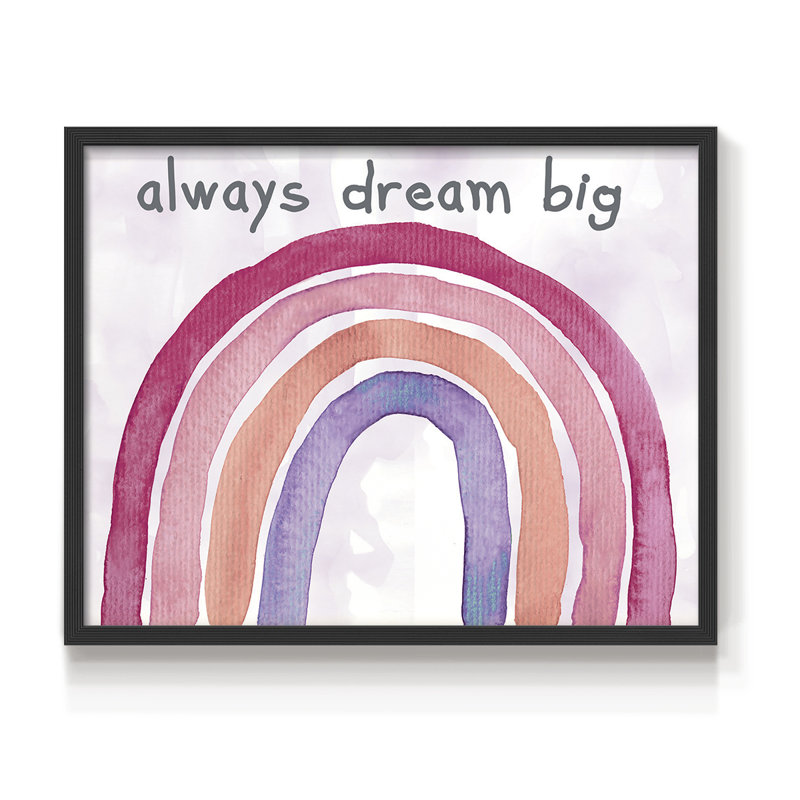 «Always Dream Big», reproduction encadrée, H 8 po x l 10 po, Noir