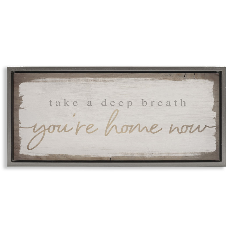 "You Are Home Now Weathered Chic", encadrée par Daphne Polselli, Cadre flottant gris lustré, H 14 po x l 31 po