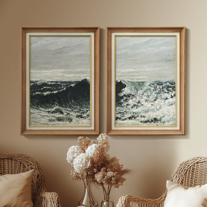 Set of 2 Premium Framed Art Artworks on Premium Canvas with 26"x36" Frame, Natural