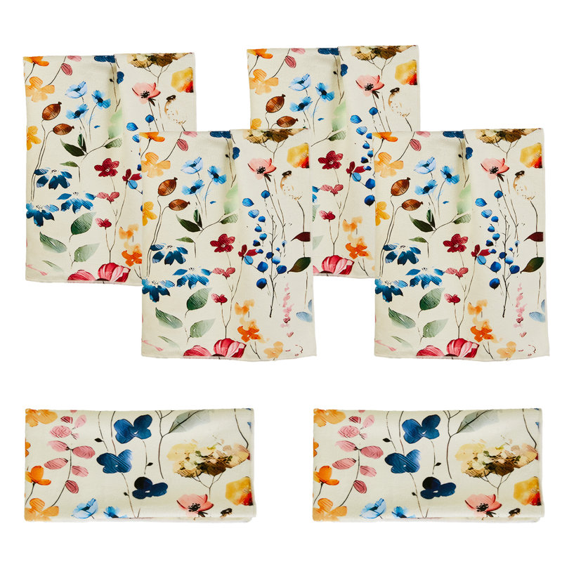 Paquet de 6 linges à vaisselle en microfibre à imprimé floral, 17,7 x 26 pouces