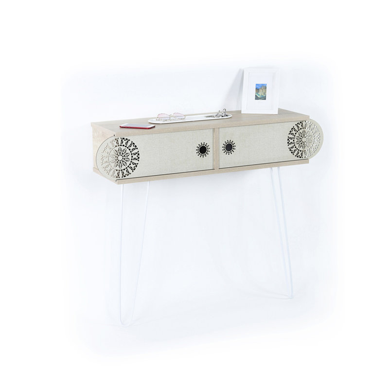 Console à 2 niveaux avec pieds en métal, 33.4" H x 41.7" W x 11.8" D