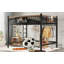 Loft Bed With Ladders, Metal Loft Bed With Storage Shelves And Bookshelf, No Box Spring Needed And Chic Design, Black-2129324454