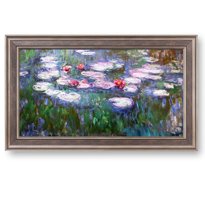 Nymphéas de 1916 à 1919 par Claude Monet, reproductions d'art classiques du monde, estampe numérique, art mural encadré pour la décoration intérieure, taille de l'image: 24 x 12 pouces, cadre champagne avec texture, taille du cadre: 27,6 x 15,6 pouc