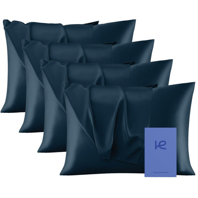 Kickoff 100% Organic Mulberry Soft Silk Pillowcase 4 PACK, Hidden Zipper, Highest 6A+ Grade 22 Momme Cooling For Hair & Skin, Hypoallergenic, Pillow Cover