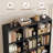 Complete Home Office Set – Black Oak Computer Desk With 4 Drawers + 5-Tier Black Bookcase With Gold Handles And Concealed Storage