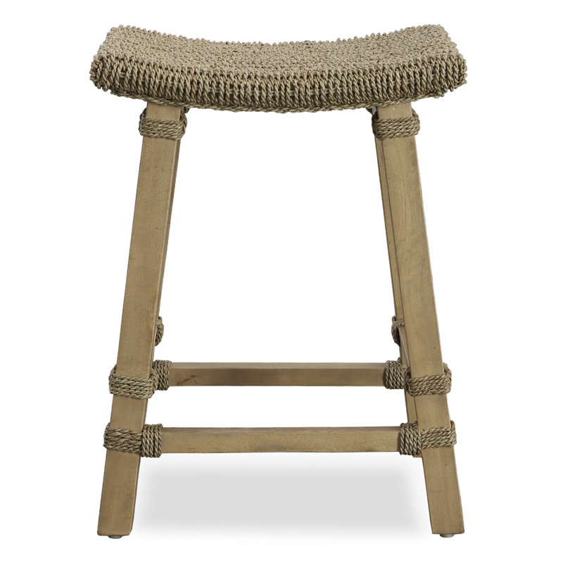 Lizzy Wicker Counter Stool with Solid Wood Frame