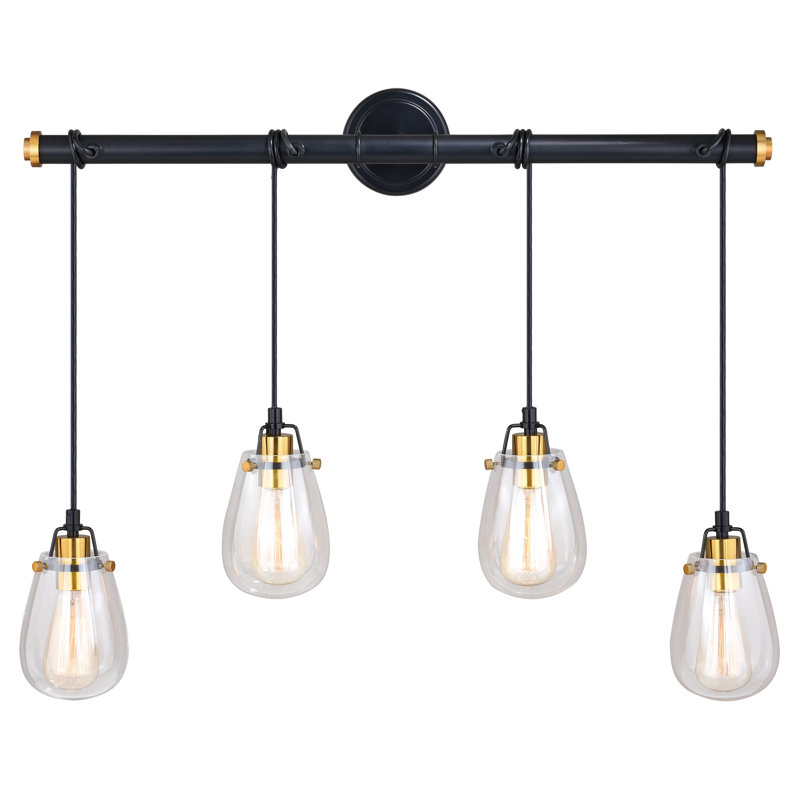Haag 4 - Light Black And Natural Brass Kitchen Island Pendant