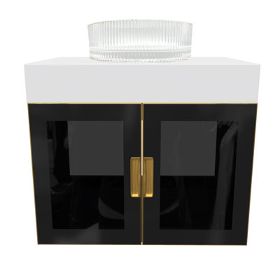 Meuble-lavabo mural moderne de luxe avec comptoir à surface solide de 30 po et vasque ronde en verre