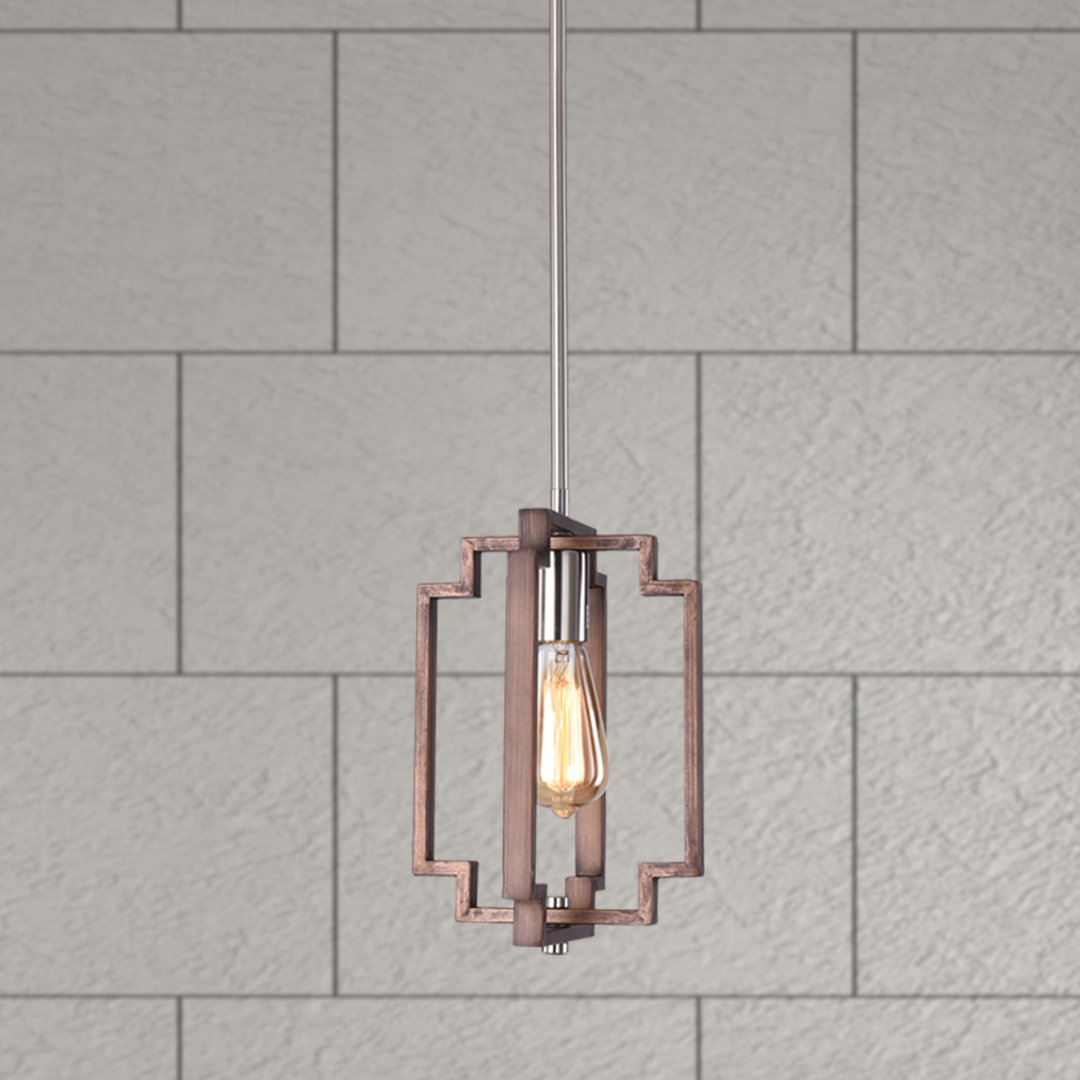 Bartow 1 - Light Lantern Square/Rectangle Pendant with Wrought Iron Accents Mercury Row® 