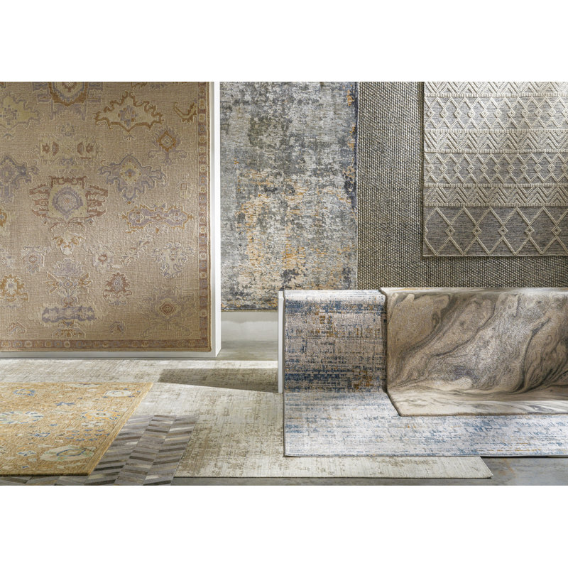 Jardin Geometric Area Rug in Beige, Rectangle 5' x 7'6"