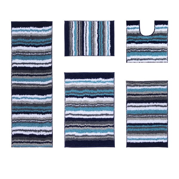 Better Trends Griffie Collection Blue and Gray Stripes Pattern 100