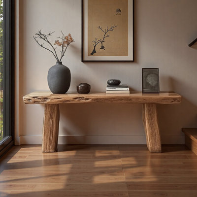 Simple solid wood console table