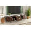 Meuble télé 70 po Mid-Century, meuble télé pour téléviseur de 80 po, meuble télé avec portes tambour, tiroirs cannelés, console de salon, chambre à coucher