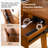Lundgren Mid Century Modern 2-Piece Faux Leather Office Chair with Padded Arms and Solid Wood Built-in Outlets Desk Set-321690963