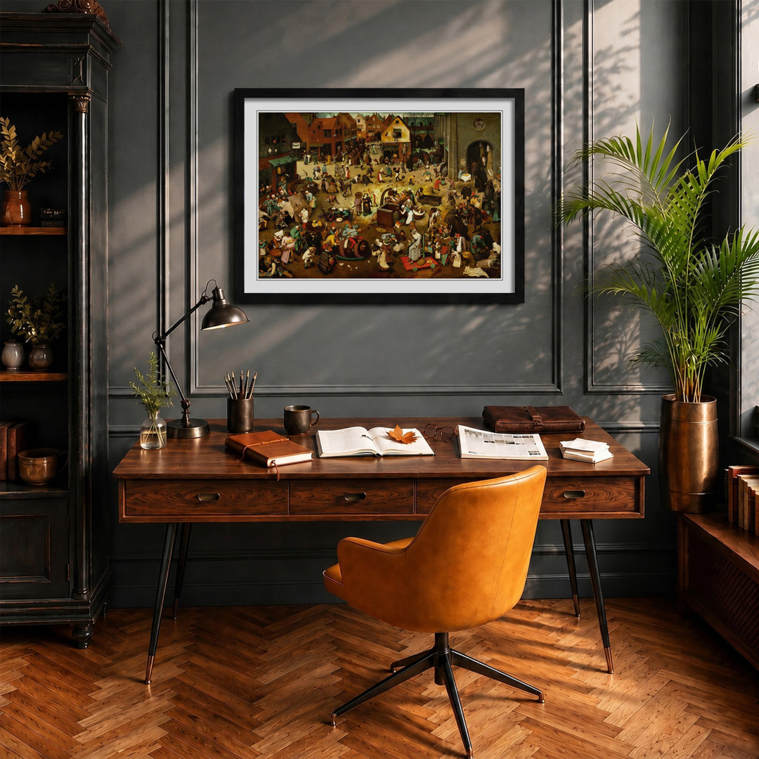 The Fight Between Carnival and Lent by Pieter Bruegel the Elder - Framed Print