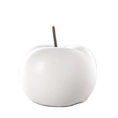Ceramic Apple Figurine Matte Finish White