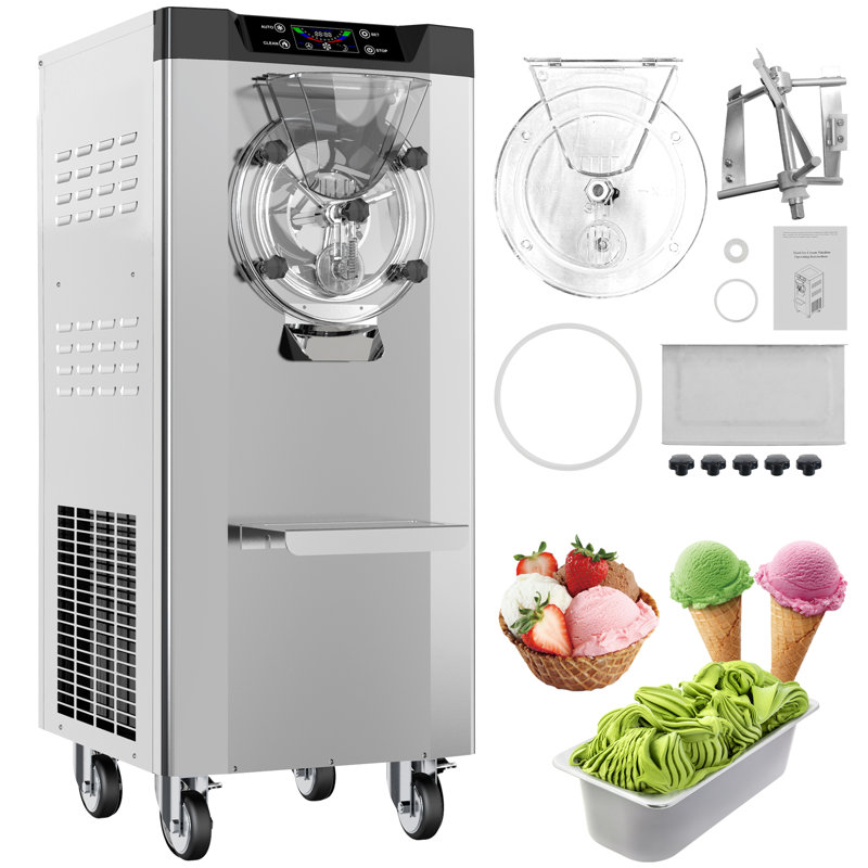 Machine à crème glacée 2000W commerciale à 2 saveurs, machine à crème glacée 6L avec affichage à DEL et nettoyage automatique pour café, casse-croûte et restaurant