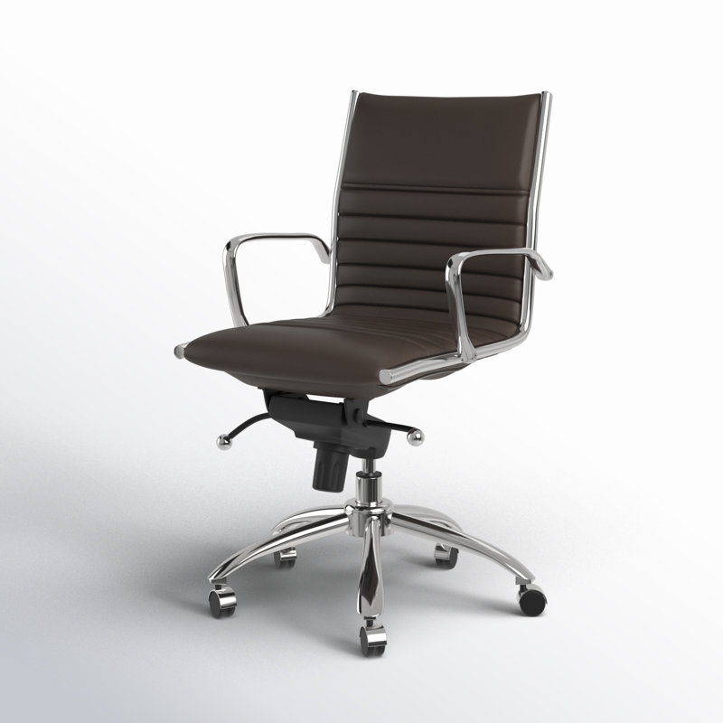 Naida Faux Leather Swivel Task Chair, Yes, Brown Faux Leather