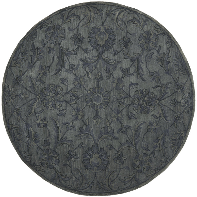 Dunbar Hand Tufted Wool Floral Rug, Round 6'