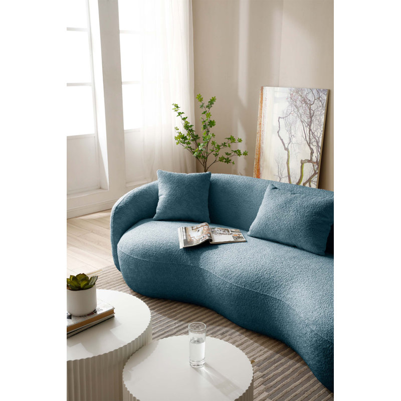 Charmant canapé incurvé pour divers espaces, rehaussant le confort et le style, Bleu