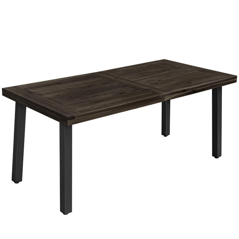 Norwood Acacia Solid Wood Top Metal Base Dining Table, Dark Brown