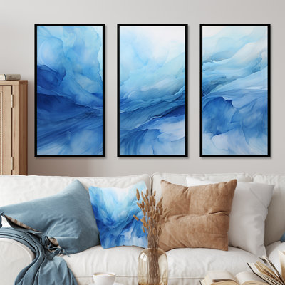 «Blue Emotional Tachism Waves 1 - Tachism», art mural