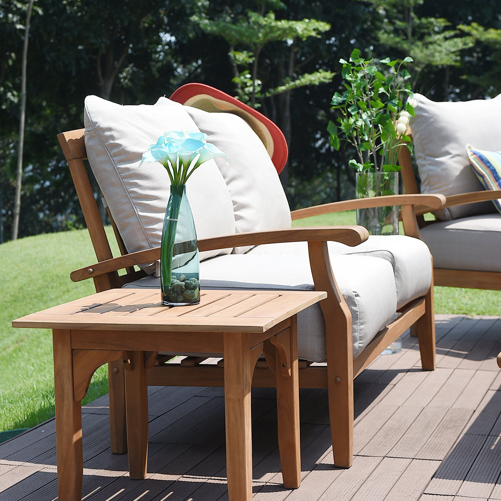 Summerton 54" Teak Patio Loveseat, Beige, Natural