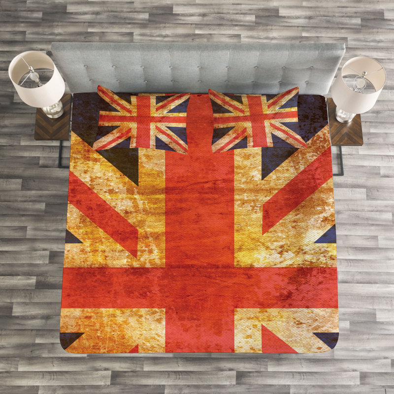 Orange/Black 100% Microfibre Bedspread, 220 x 264 cm