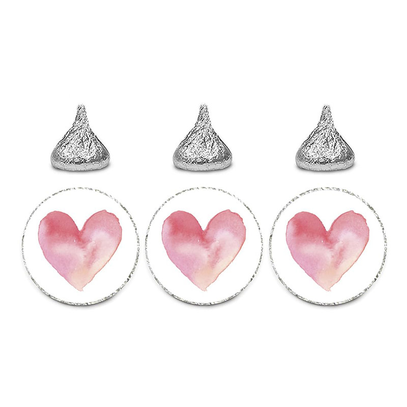  Aquarelle rose et rouge, étiquettes en forme de cœur chocolat, autocollants de la Saint-Valentin, paquet de 240