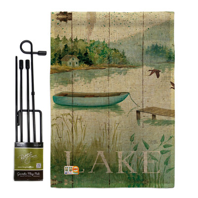 At the Lakeside Nature Outdoor Impressions Decorative 2-Sided Polyester 19 x 13 in. Flag Set