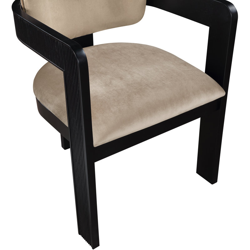 Chaise rembourrée Sacha Frink, Velours beige, Noir