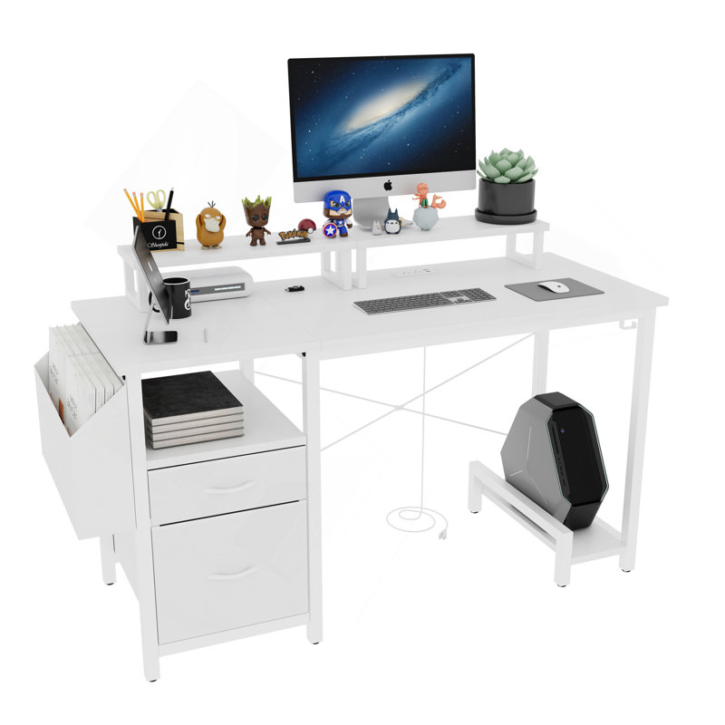 Versatile Office Desk With Multiple Functional Components For Enhanced Productivity, White