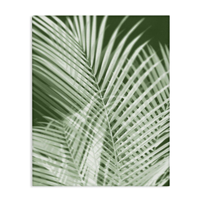 «Green Palm Leaves», art mural sur toile par Melonie Miller, H 30 po x l 24 po