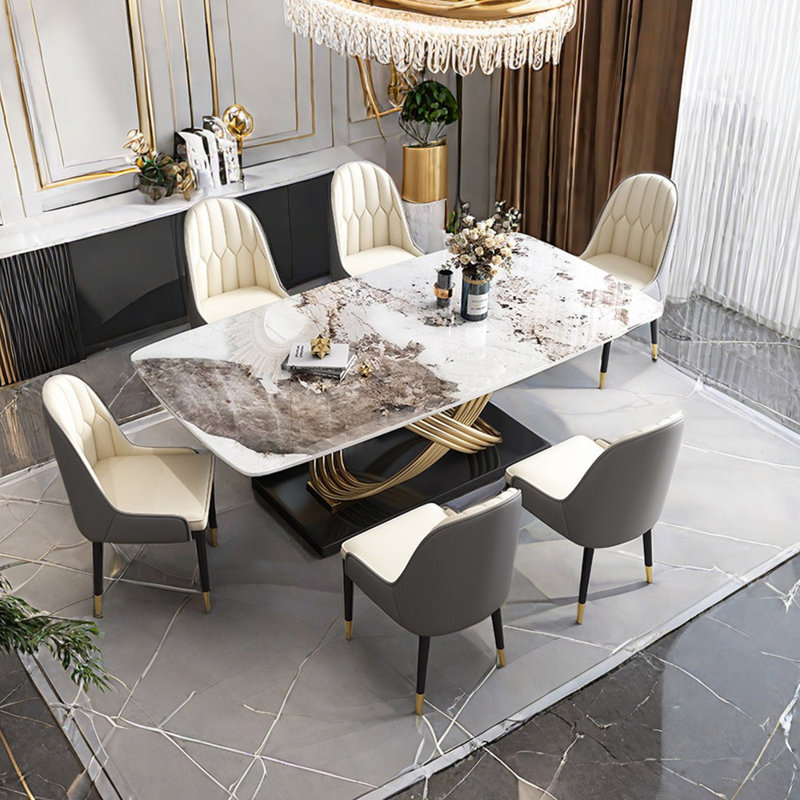 Ensemble de table de salle à manger rectangulaire de style nordique, H 29,5 po x L 63 po x l 35,4 po