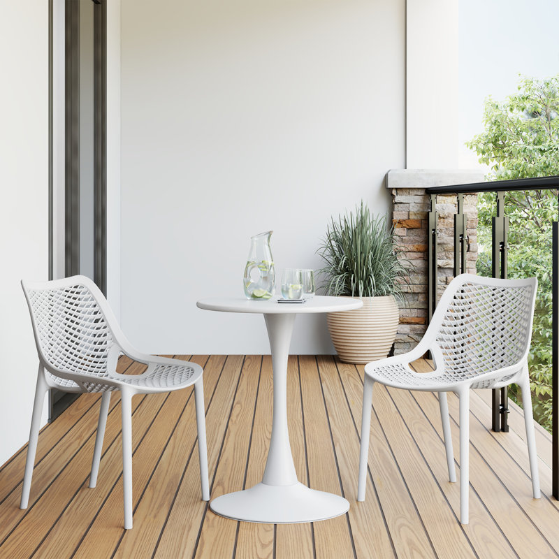 Outdoor Round Dining Set, White
