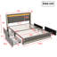 UK&EU Size Smart Linen Bed Frame with App-Controlled LED Lights, Upholstered Storage Bed with 4 Drawers & USB Charging Station, Grey & Beige-466897634-466897644