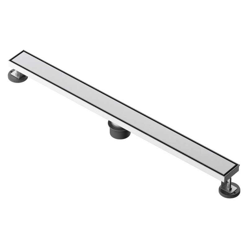 FINE FIXTURES Stainless Steel 32 inch Linear Shower Drain with Hair Trap and Tile Insert & Grate 2-in-1 Design, Satin Nickel